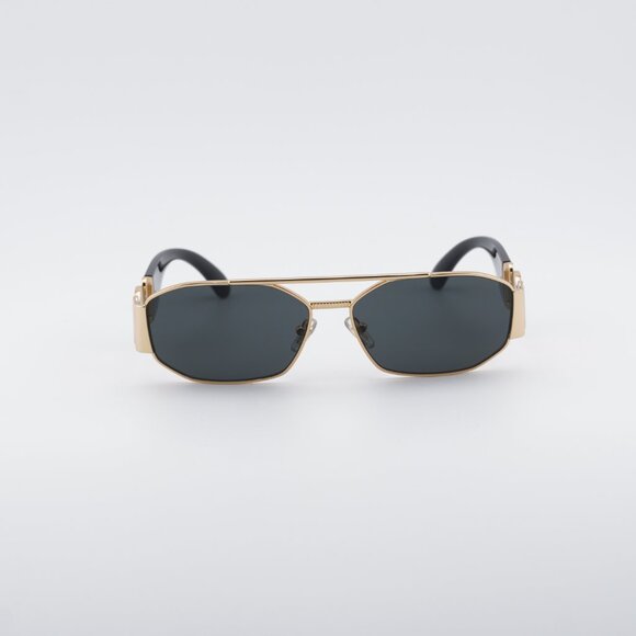 Versace VE2287 100287 Sunglasses Gold Rectangle Frame, Grey Lenses main image 9